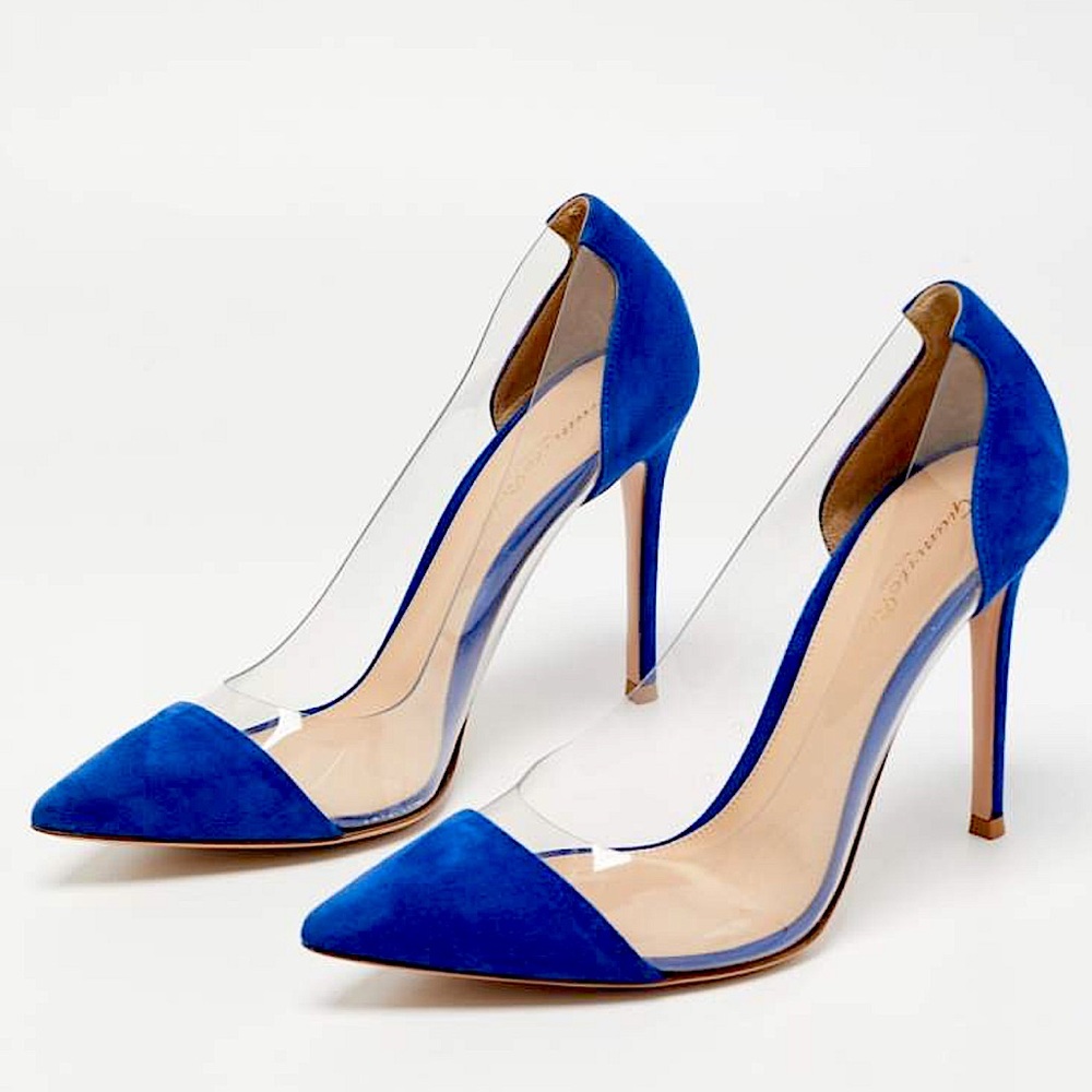 Gianvito Rossi PLEXI Pumps in Blue Suede